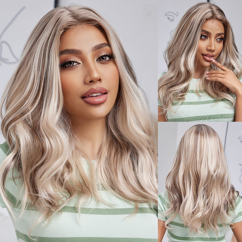 DWY Lace front 16 Inch light white mixed brown short curly wig for women DWY-BL11026-1