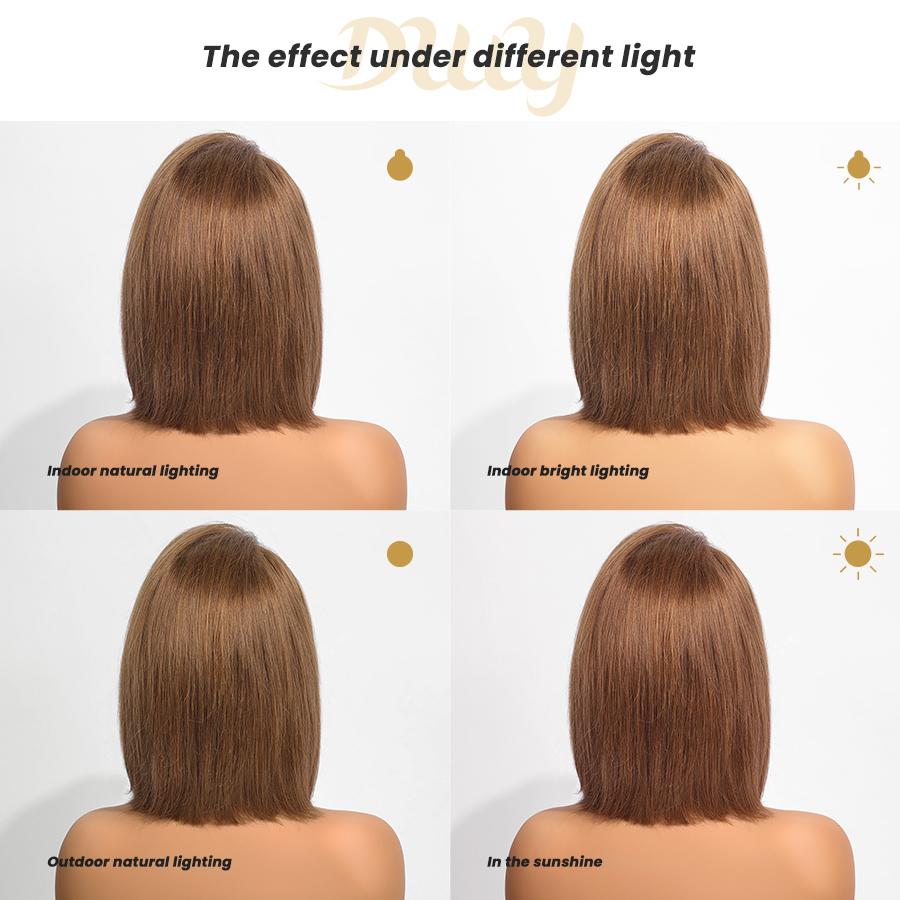Corinne C- DWY Human Hair Pre Plucked Bob Hair 13*6 Natural Textured Hair Invisible HD Lace Frontal Synthetic Wig