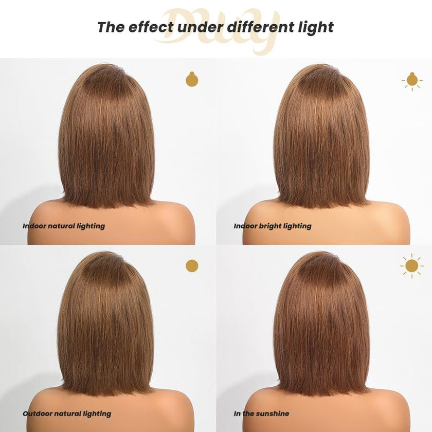 Corinne C- DWY Human Hair Pre Plucked Bob Hair 13*6 Natural Textured Hair Invisible HD Lace Frontal Synthetic Wig