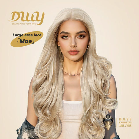 Mae-DWY 28-Inch Wavy Glueless Lace Front Wig for Women