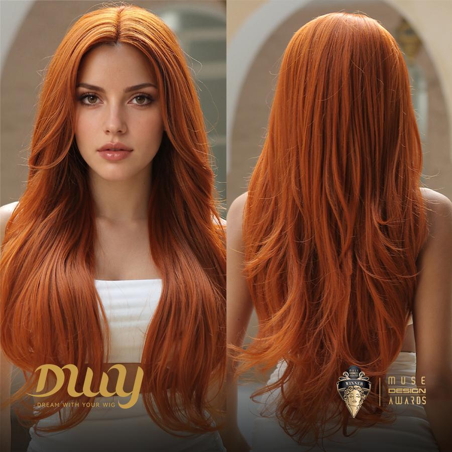 [Festival Limited] Sadie-DWY Ginger Copper Long Wave with Face Layers Glueless Synthetic Wig for Women 26 Inches