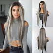 Gianna-DWY 13x6 Filter Lace Free Part Lace Front Long White Gray Silky Straight Glueless Synthetic Wig