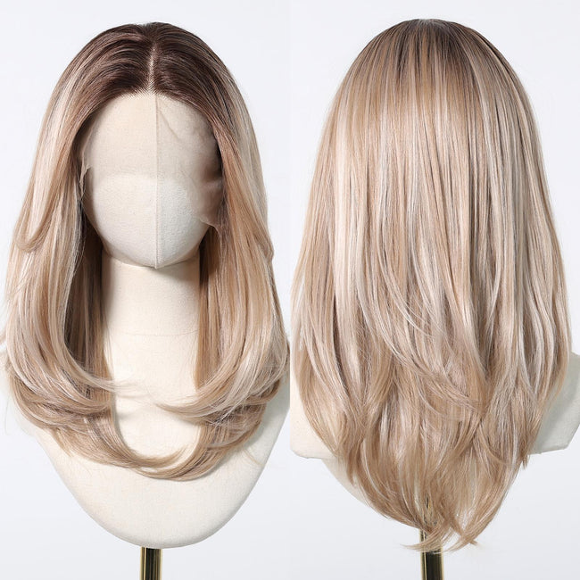 Mimi-DWY 18-Inch Straight Blonde Filter Lace Wig – 13x6 Free Part Glueless Design