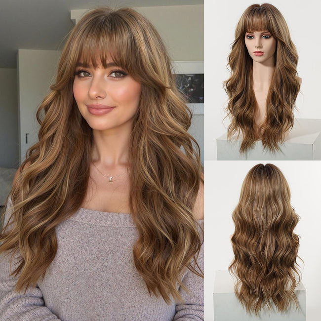 Restocked! Loni Plus C-DWY New Technology! Bionic Silk Top 24-Inch Long Wave Light Brown Glueless Synthetic Wig