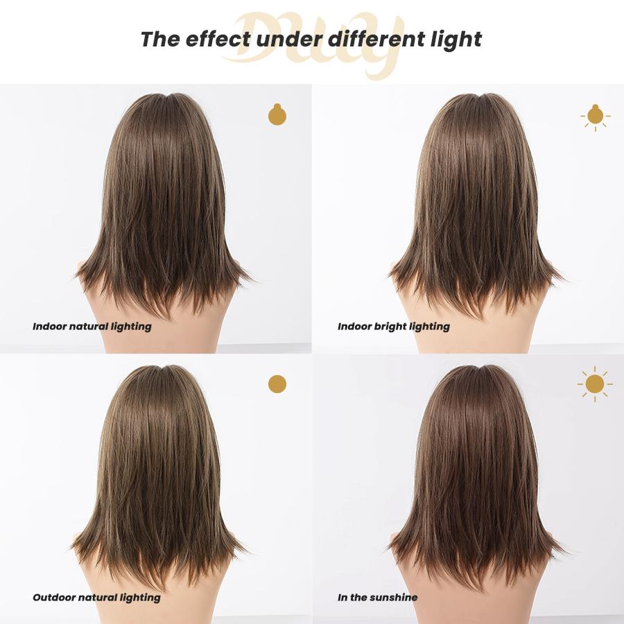 Elysia H-DWY Mid-Length Straight Brown with Highlights Glueless Synthetic Wig