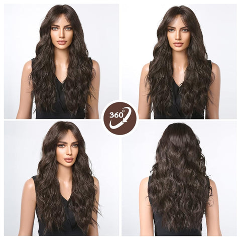 Eireen-DWYLong Brown Curly Glueless Synthetic Wig