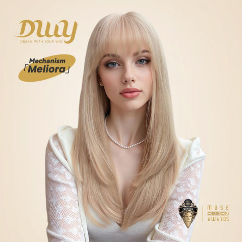【New in】Meliora - 22-Inch Short-Length Straight Blonde Wig with Realistic Large Area Scalp and Layer-Cut