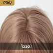 Liza H-DWY Mid-Length Straight Pink Bionde with Bangs Glueless Synthetic Wig for Women 24 Inches Snug Fit Wig Loose Wave Wigs