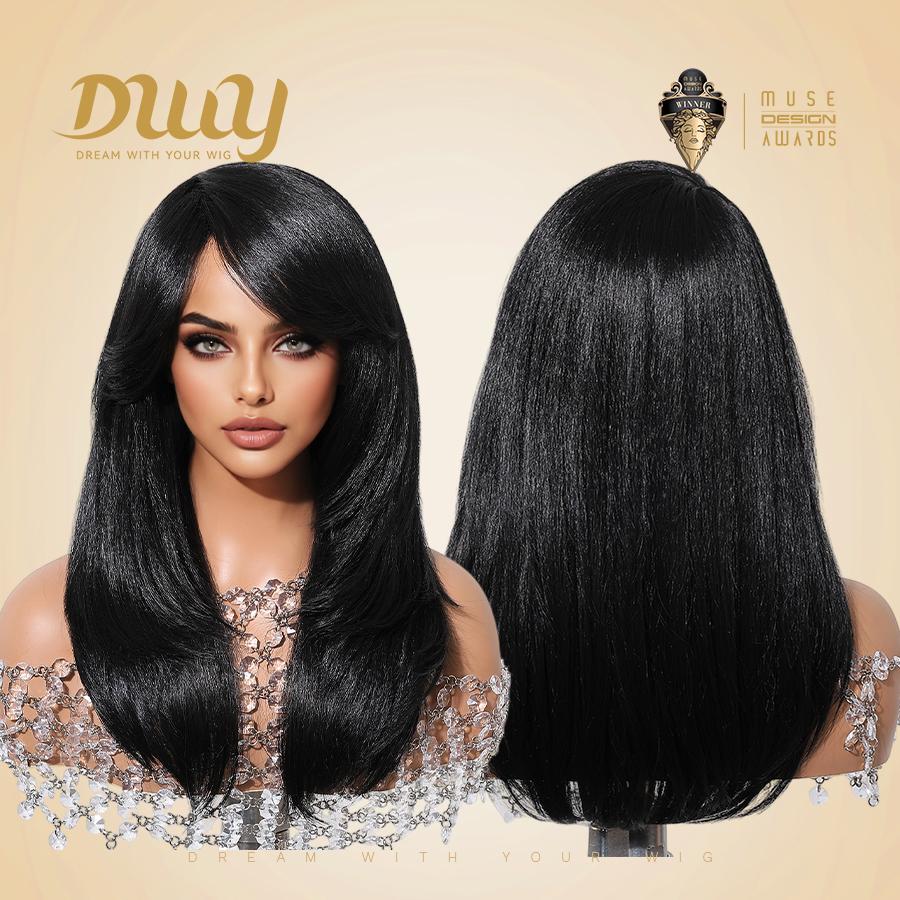 【CLEARANCE SALE】Jeti DWY Machine Made Long length Layer cut Hairstyle Black Glueless Synthetic Wig 20 Inch