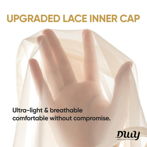 Kimi C-DWY New Technology! Bionic Silk Top 22-Inch Long Wave Light Brown Glueless Synthetic Wig with Bangs for Women High-Quality Premium Fiber Easy Wear Comfortable Fit