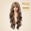 Britti -DWY Long-length Wavy Linen Brown Glueless Synthetic Wig for Women 28 Inches Platinum Blonde Wigs