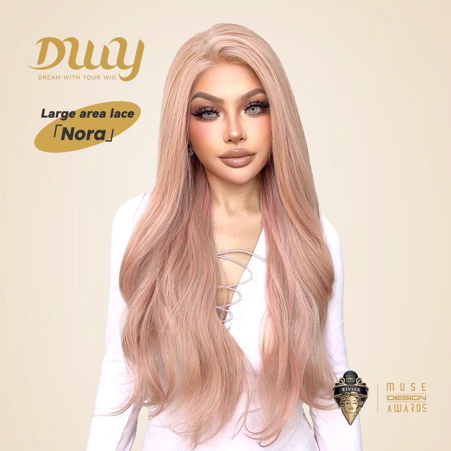 Nora-DWY 13×6 Filter Lace Free Part Curly Baby Pink Highlighted Glueless Synthetic Wig
