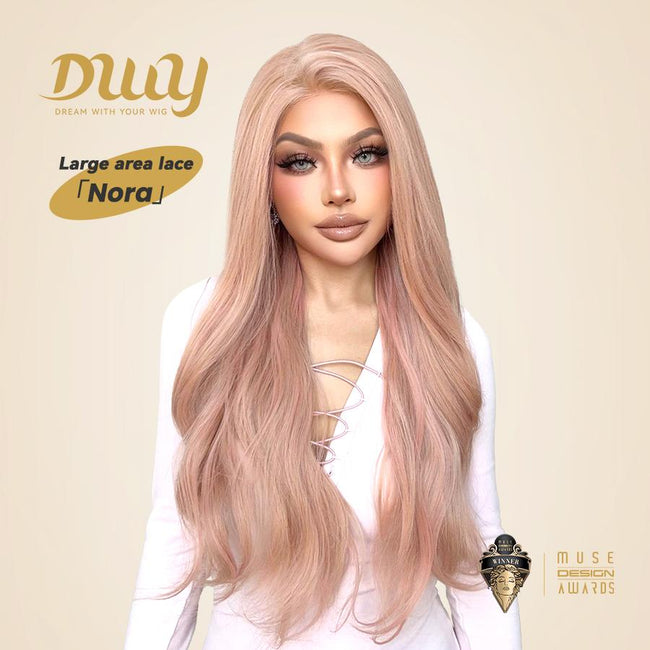 Nora-DWY 13×6 Filter Lace Free Part Curly Baby Pink Highlighted Glueless Synthetic Wig