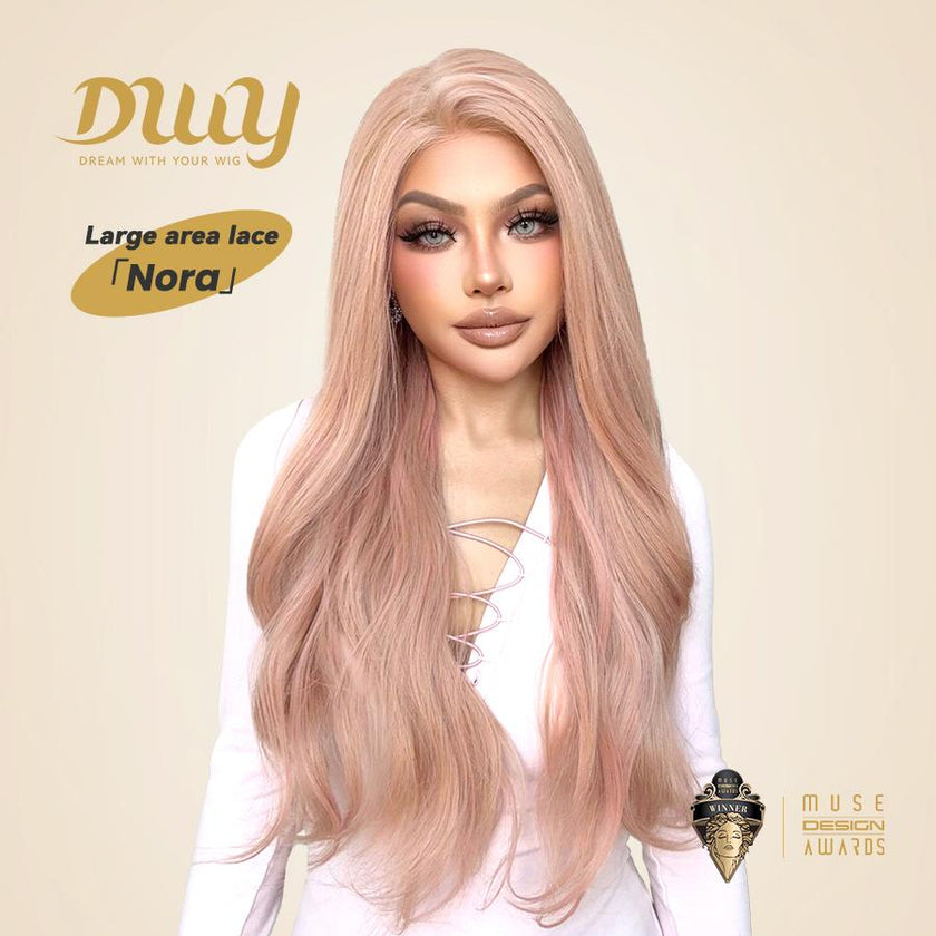 Nora-DWY 13×6 Filter Lace Free Part Curly Baby Pink Highlighted Glueless Synthetic Wig