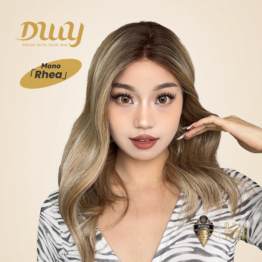 Rhea-DWY Mono 22-Inch Lace Front Curly Wig - Blonde with Dark Roots