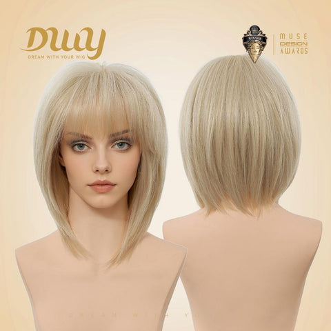 Zora-DWY MiraScalp Short Wavy Blonde Bobo Hair Glueless Synthetic Wig