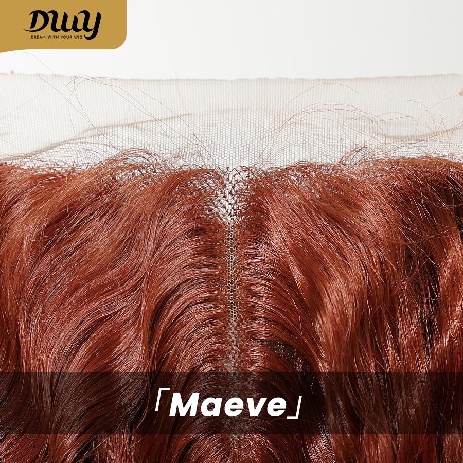 Maeve -DWY Lace Front Long Natural Drity Orange Spanish Wave Middle Part Glueless Synthetic Wig for Women 26 Inches Classic Style