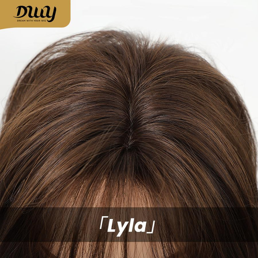Lyla-DWY 16-Inch MiraScalp Mid-Length Straight Brown Layered Wig