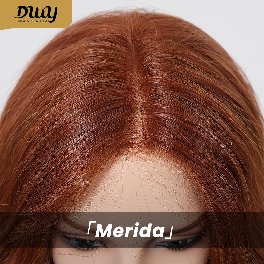 Merida -DWY Mono Lace Front Free Part Long-Length Curly Drity Orange Glueless Synthetic Wig for Women 24 Inches