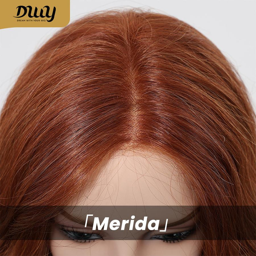 Merida -DWY Mono Lace Front Free Part Long-Length Curly Drity Orange Glueless Synthetic Wig for Women 24 Inches