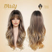 Brulee -NEW CRAFT! [GEN4 cashmere Bionic Silky Top] 24 Inch Long Warm Honey Bronde Wave Glueless Synthetic Wig with Bangs for Women High Quality Premium Fiber Easy Wear Comfortable Fit