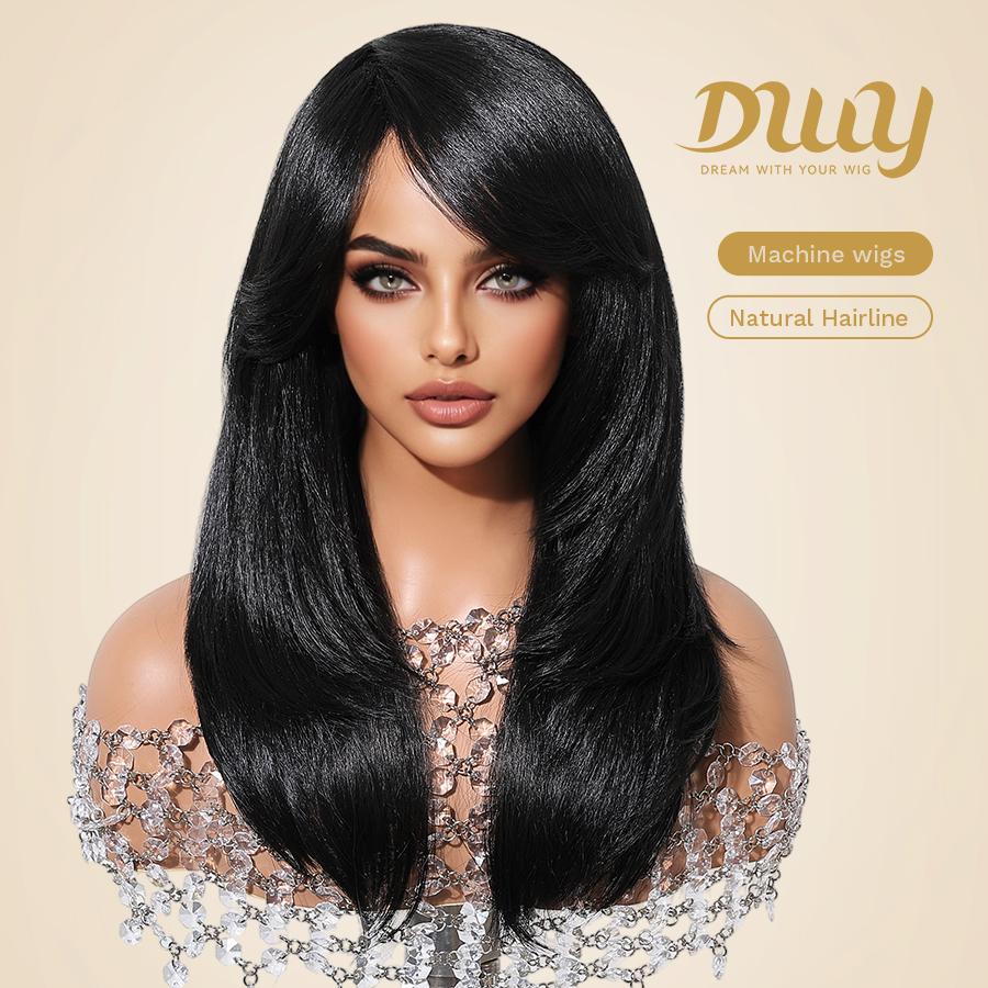 【CLEARANCE SALE】Jeti DWY Machine Made Long length Layer cut Hairstyle Black Glueless Synthetic Wig 20 Inch