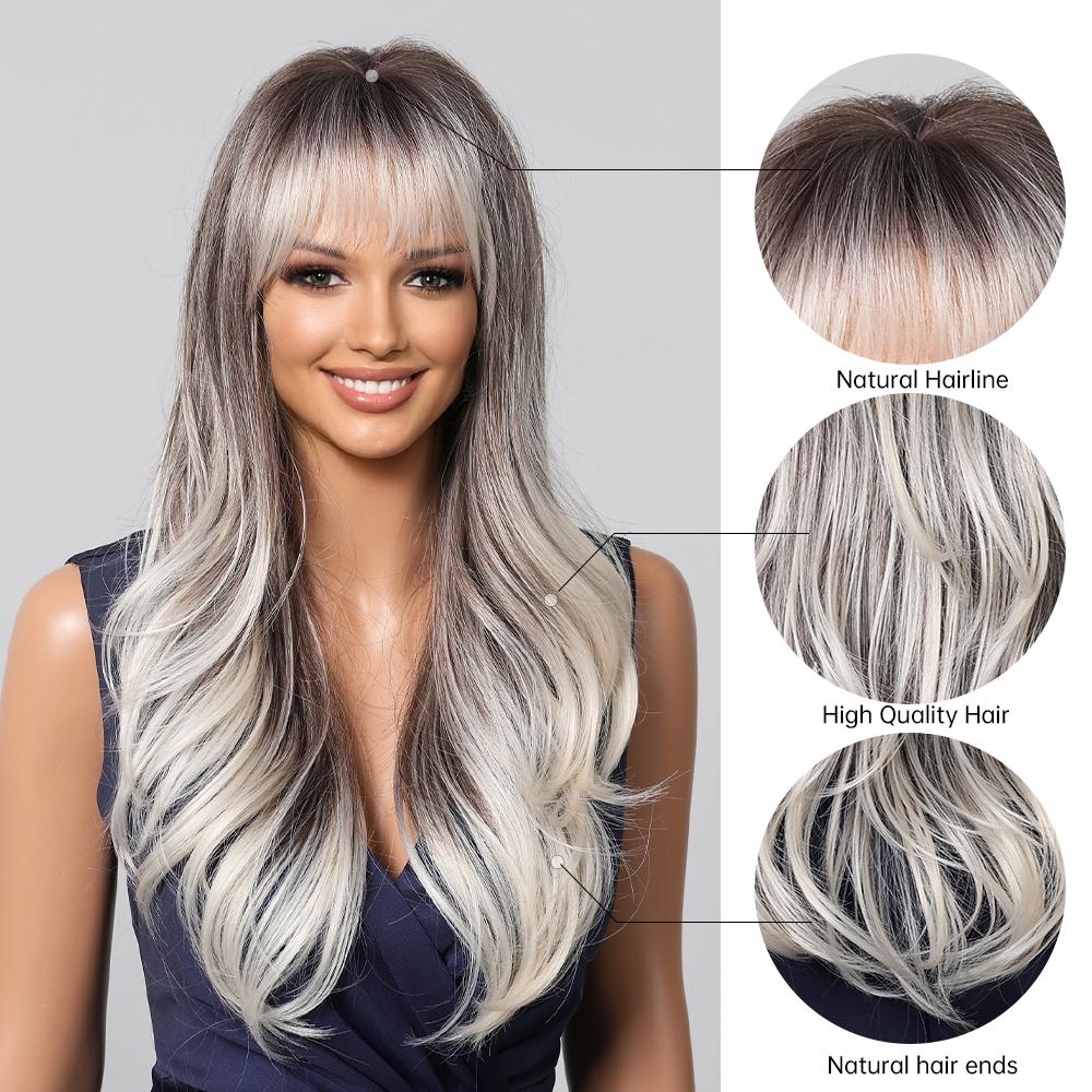 DWY Curly With Dark Roots Ombre Synthetic Wig