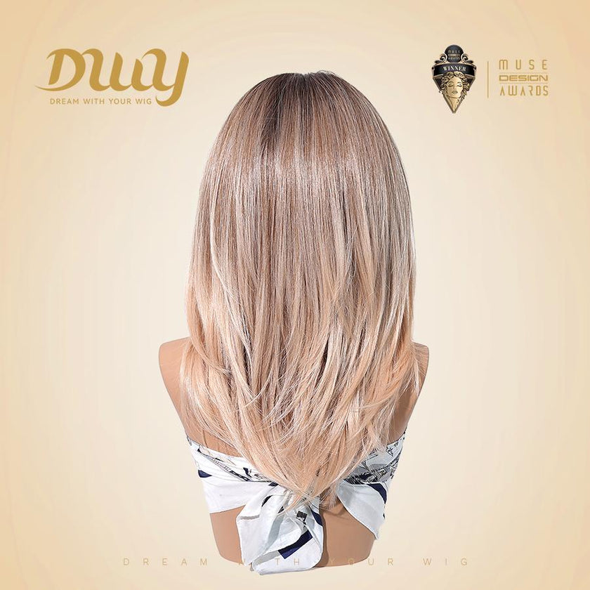 Siena-DWY 13×6 Filter Lace Free Parting Shoulder Length Light Pink Glueless Synthetic Wig
