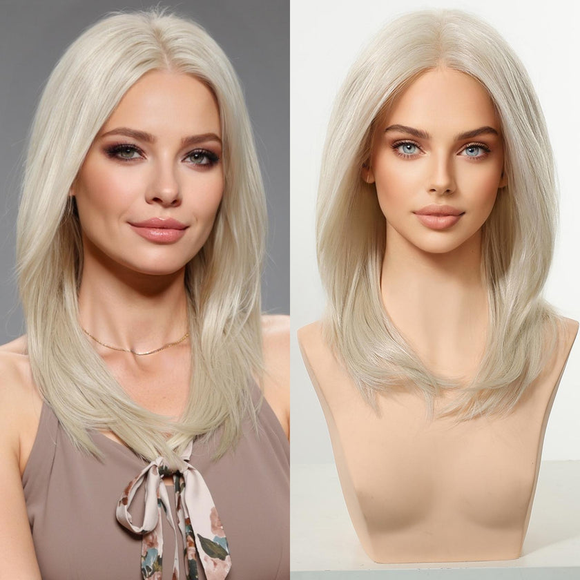 Morita-DWY Mono Lace Front Free Part Long Highlighted Blonde Synthetic Wig