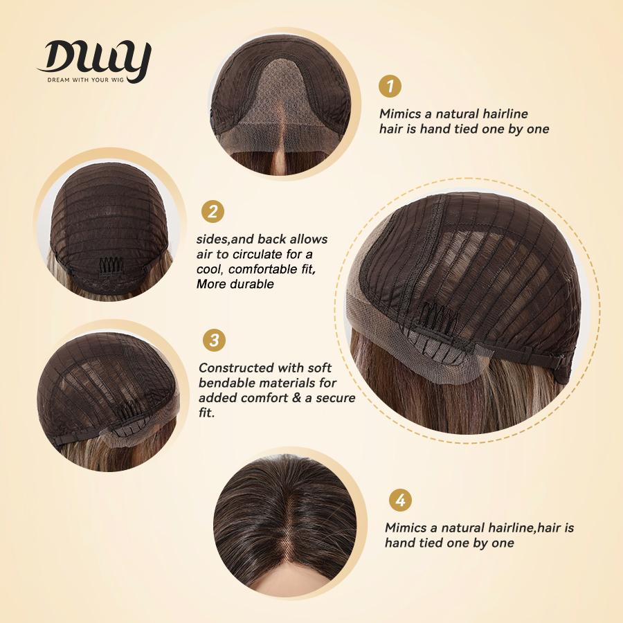 Salma - DWY Pre-Cut U-Part Diamond Lace Espresso Brown Curly Glueless Synthetic Wig 24 Inch