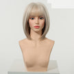 Jean plus -DWY【Gen 2 Large Realistic Scalp】Short Straight Brown with Blonde Highlights Glueless Synthetic Wig with Bangs