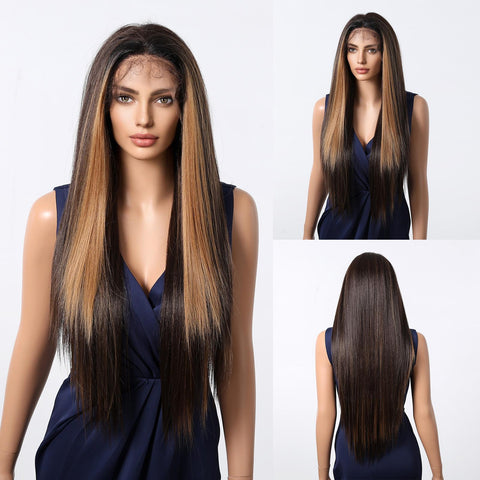 Jess-DWY Lace Front 13×6 Free Part Blonde Straight Baby Hair Synthetic Wig