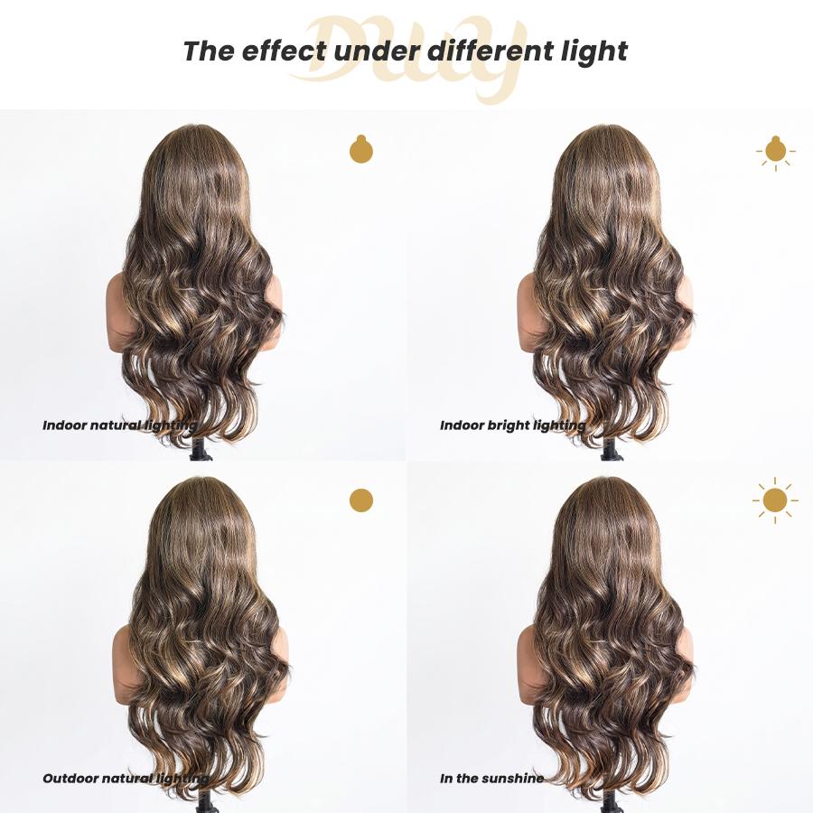 Salma - DWY Pre-Cut U-Part Diamond Lace Espresso Brown Curly Glueless Synthetic Wig 24 Inch