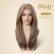 Serein -DWY NEW Step Go Lace Free Part Long-Length Layered Caramel Brown Balayage Glueless Mixed Japanese Fiber Wig for Women 22 Inches