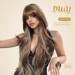(Us Only)Elara-DWY MiraScalp Long-length Wave Tea Brown Big Scalp Area Glueless Synthetic Wig