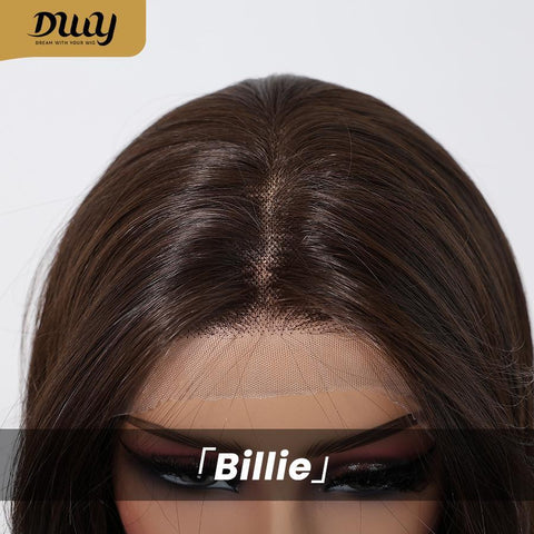 Billie-DWY 13×6 Lace Front Free Part Long Straight Dark Brown Glueless Synthetic Wig