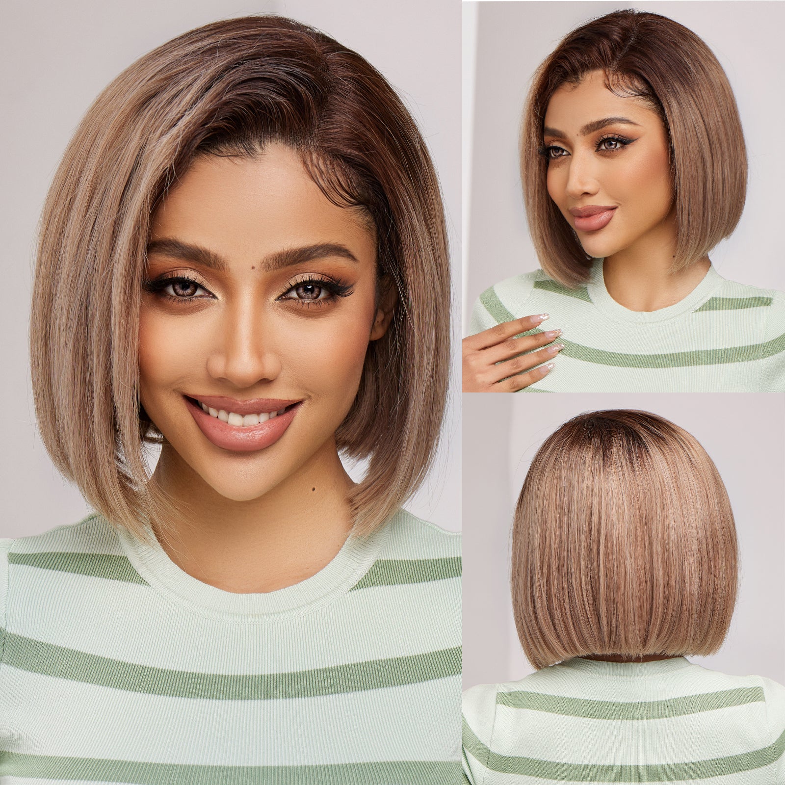 DWY wigs 8 Inch ombre light brown short straight wig DWY-wig003-1
