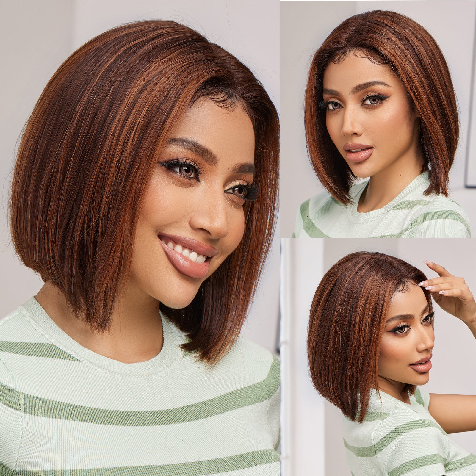 DWY wigs 8 Inch red brown short straight wig for daily life DWY-wig003-2